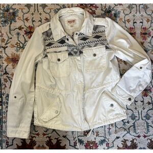 Mossimo Supply Co Womens Size L White and Grey Aztec Print Military Style Jacket